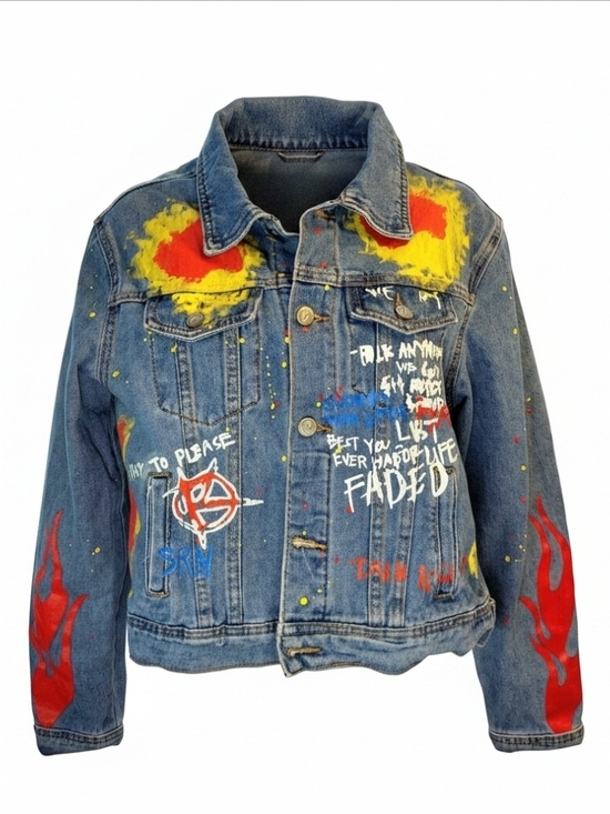 Source Unknown Jackets & Blazers - Boutique Hand Painted Denim Jacket with Graffiti Art Detail. EUC. Size M.